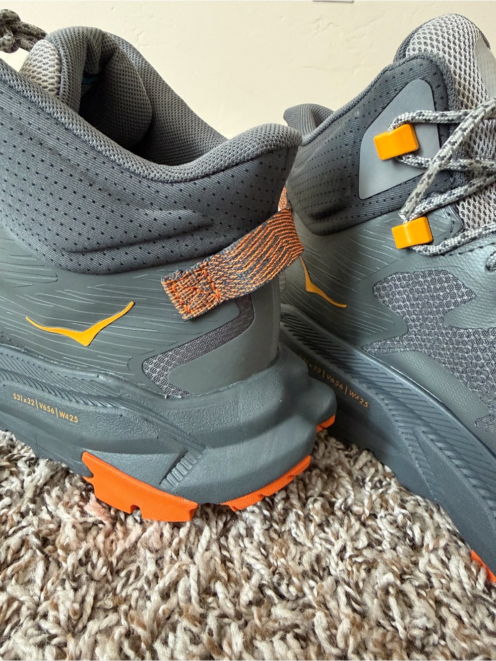 Hoka Gray and Orange Men's Trail Shoes NWOT - Picture 7 of 10